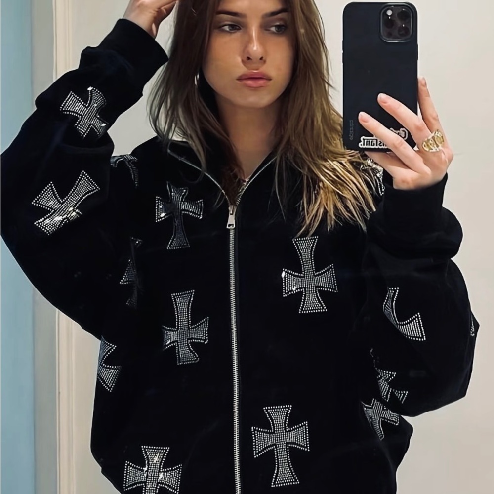 Black Embellished Cross Jacket